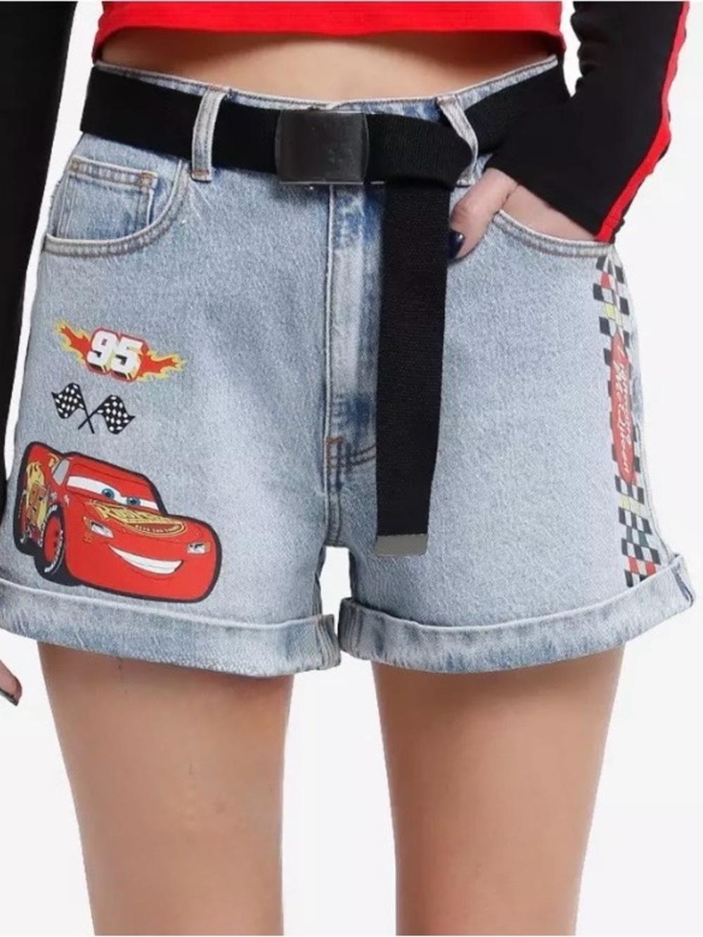 Disney Pixar Denim Shorts Women Size 5 Cars Lightning McQueen Cosplay Disneyland